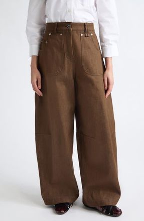 Simone Rocha Utility Curve Wide Leg Jeans in Tan at Nordstrom, Size 10
