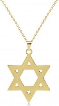 Allurez Jewish Star of David Large Pendant Necklace 14K Yellow Gold