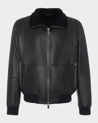 Gorski Men & apos;s Shearling Lamb Bomber Jacket