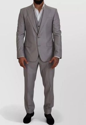 Dolce & Gabbana silk wool three piece slim fit single breasted suit