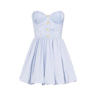 Elisabetta Franchi Short Dresses, female, Blue, Size: M Striped Balloon Mini Dress