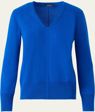Akris V-Neck Pure Cashmere Knit Sweater