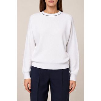 Brunello Cucinelli WomenS 100% Cotton Crew Neck Monili Bead Sweater Nwt, Size XL