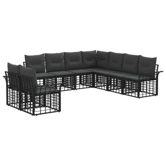 vidaXL Conjunto De Sof&aacute;s De Exterior 9 Pcs Negro Y Gris Oscuro Vidaxl