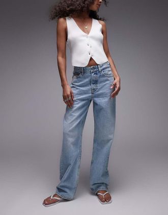 Tommy Jeans Layla - Jeans dritti slim a vita alta blu lavaggio medio