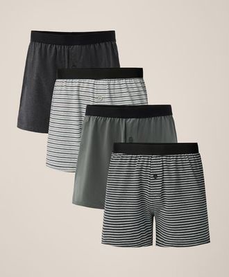 Pact Organic Cotton Everyday Knit Boxer 4-Pack in Midnight Harbor at Nordstrom, Size Large