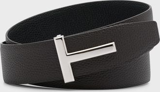 Tom Ford Mens Signature T Reversible Leather Belt