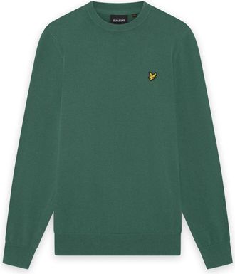 Lyle & Scott Mid Knits Katoenen Trui met Ronde Hals - Heren - Ronde hals truien - Groen - XL - Katoen - Truien & Vesten