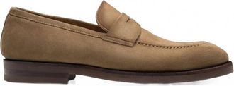 Magnanni Mens Garner Penny Loafer In Taupe Suede