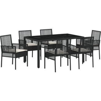 vidaXL Conjunto De Comedor De Jard&iacute;n 7 Pcs Negro Polirat&aacute;n Vidaxl