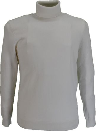 Relco Mens Fine Gauge Knitted Long Sleeve Roll Neck Jumper (Ivory M)