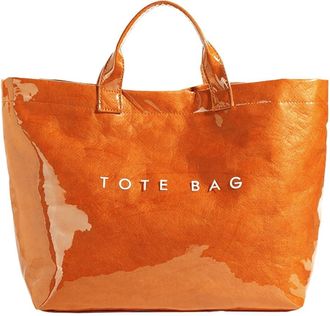 Generic PVC Tote Bag for Women, Large Plastic Tote Bag for Work Letter Print bag Kraft Paper Work Handbags Purses (Orange02)