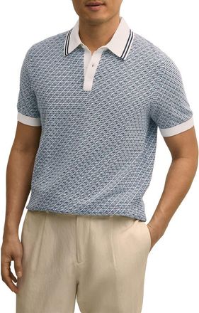 Brooks Brothers Geometric Textured Cotton Polo Sweater in Texture Diamond Ivory Multi at Nordstrom, Size X-Large
