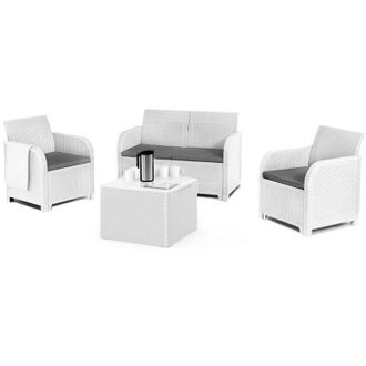 Dmora Dmora - Set salotto da esterno Barrhead, Salottino outdoor, Set da balcone o giardino, Composizione soggiorno per esterni, 113x65 h74 cm, Bianco