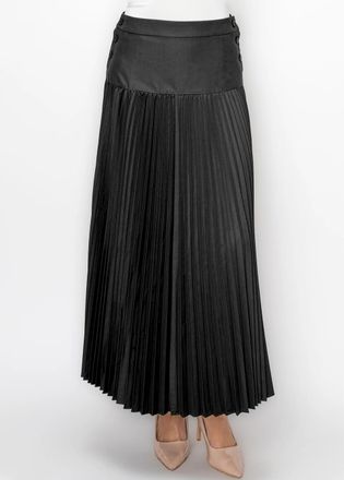 YAL New York Black Pleated Skirt with Smooth Panel