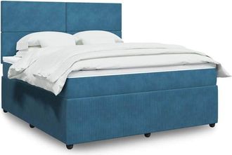 vidaXL Vidaxl - Cama Box Spring Con Colch&oacute;n Terciopelo Azul Oscuro 180x200 Cm