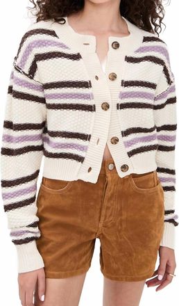 Free People Lila Stripe Cardigan In Ivory Combo