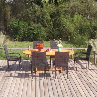 vidaXL Vidaxl - Set De Comedor De Jard&iacute;n De 7 Piezas Rat&aacute;n Sint&eacute;tico Negro