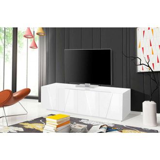 Dmora Dmora - Mueble de televisión Djungda, Aparador bajo para salón, base soporte tv, 100% Made in Italy, cm 162x44h46, Blanco brillo