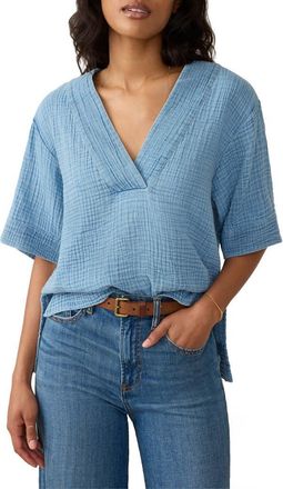 Faherty Dune Organic Cotton Gauze Popover Top in Light Indigo Wash at Nordstrom Rack, Size Xx-Small