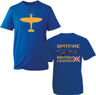 Generic British Spitfire WW2 Jet Graphic T-Shirt, Retro Aviation Hero Union Jack Airforce Plane Shirt, Gift Unise Tee Top (Royal, L Years)