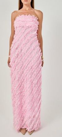 endless rose Strapless Ruffled Maxi Dress in Pink at Nordstrom, Size X-Large