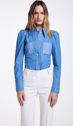 Smythe Box Pleat Pocket Denim Shirt at Nordstrom, Size X-Small