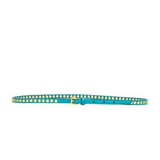 Prada Light Blue Skinny Eyelet Embellished Belt
