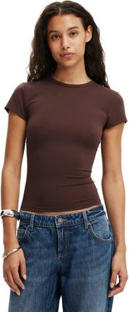 Cotton On Womens Hold Me Short Sleeve Crew Neck in Dark Oak at Nordstrom, Size Xx-Small