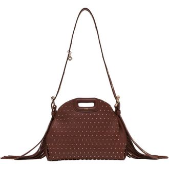 Maje Miss M mini leather studded bag in Brown at Nordstrom, Size Medium