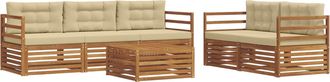 vidaXL Conjunto De Sof&aacute;s De Exterior 6 Uds. Natural Y Beige Vidaxl