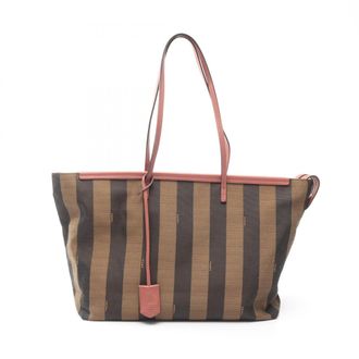 Fendi Brown Canvas Leather Handbag Tote Bag (Pre-Owned)