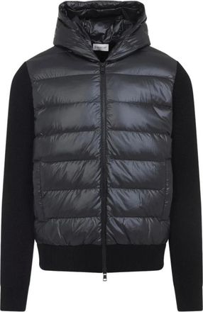 Moncler Winter Jackets, male, Black, S, Hooded Hybrid Cardigan in Black