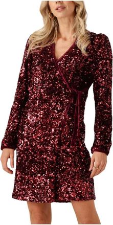 Y.A.S Yaselle LS Wrap Dress - Dames - Feestkleedjes - Rood - S - Pailletten - Kleedjes