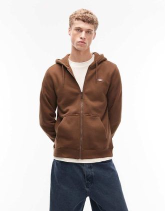 Dickies Oakport - Felpa marrone con cappuccio e zip