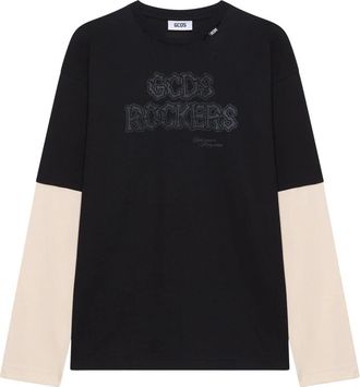 GCDS Rockers Printed Longsleeves T-Shirt - Heren - Longsleeves - Zwart - 2XL - Katoen - Tops