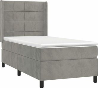 vidaXL Cama Box Spring Colch&oacute;n Y Led Terciopelo Gris Claro 90x200 Cm Vidaxl