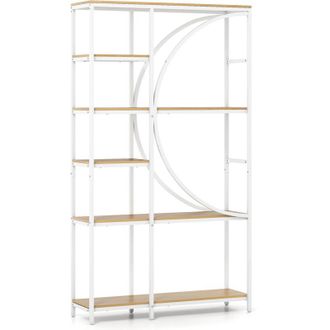 Costway 6-Tier Bookshelf Industrial Etagere Bookcase w/Storage Shelves-Natural