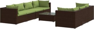 vidaXL Set Sof&aacute;s De Jard&iacute;n 8 Piezas Y Cojines Rat&aacute;n Sint&eacute;tico Marr&oacute;n Vidaxl