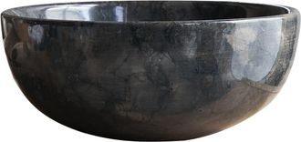 Tikamoon Lavabo redondo de mármol gris oscuro