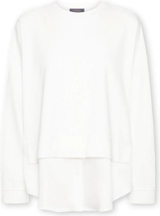 Elena Miro Layering Effect Sweatshirt - Dames - Sweatshirts - Wit - S - Nylon - Hoodies & sweatvesten