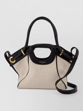 Balmain small leather tote bag shoulder strap