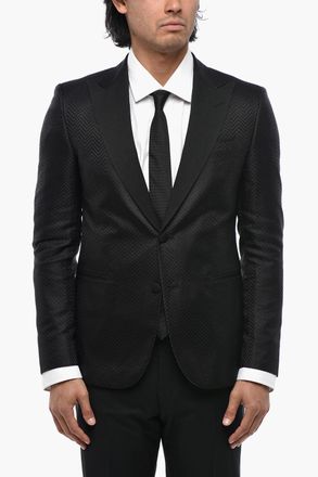 Corneliani CODE Blazer in Seta Jacquard con Rever a Lancia in Satin Corneliani