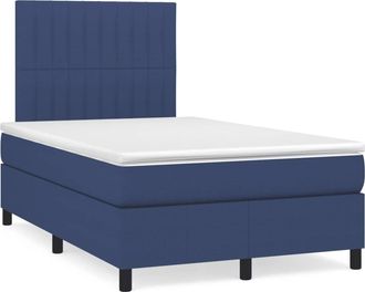 vidaXL Vidaxl - Cama Box Spring Con Colch&oacute;n Y Luces Led Tela Azul 120x190 Cm