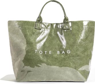 Generic Plaid PVC Tote Bag for Women Large PVC Tote Bag Letters Print Plastic Handbag, Shopping Work Handbag Gift (A-dark Green)