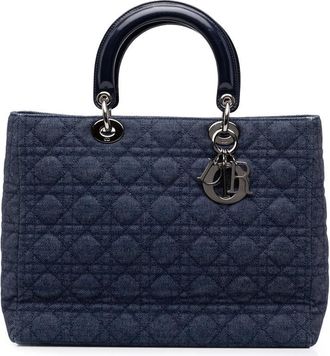 Dior Pre-owned Dior Large Denim Cannage Lady Satchel Ladies 1AO8QF1XPGOZP9RQ