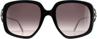Alexander McQueen Alexander Mcqueen Square Womens Black Silver Grey Gradient AM0374S - One Size