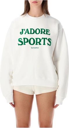 Sporty & Rich Jadore Crew Neck - Dames - Sweatshirts - Wit - M - Katoen - Hoodies & sweatvesten