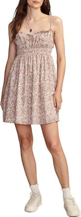Lucky Brand Print Smocked Sleeveless Minidress in Pink Champagne Multi at Nordstrom, Size Xx-Large