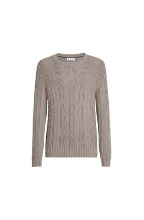 Brunello Cucinelli Fishermans cable sweater in Brown at Nordstrom, Size 58 It
